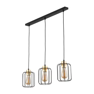 TK Galaxy taklampa, w. 3 skärmar - koppar och svart metall