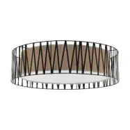 TK Harmony taklampa - naturjute och svart metall