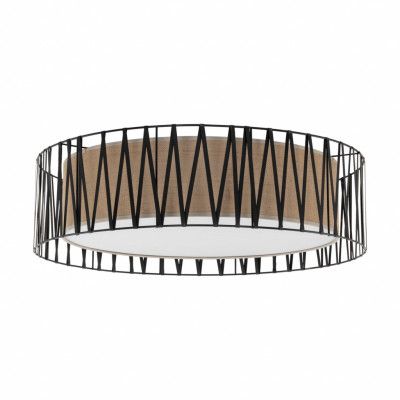 TK Harmony taklampa - naturjute och svart metall