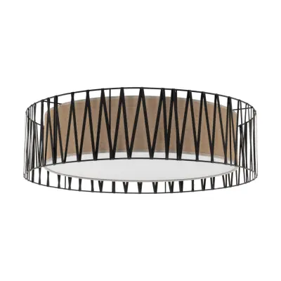 TK Harmony taklampa - naturjute och svart metall