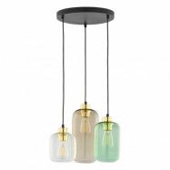 TK Marco taklampa, w. 3 skärmar - flerfärgat glas