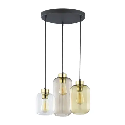 TK Marco taklampa, w. 3 skärmar - flerfärgat glas