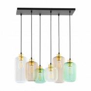 TK Marco taklampa, w. 6 skärmar - flerfärgat glas