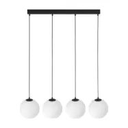 TK Martin taklampa, w. 4 sk&auml;rmar - vitt glas och svart metall