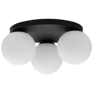 TK Maxi taklampa, w. 3 sk&auml;rmar - opalglas och svart metall