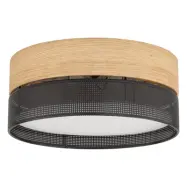 TK Nicol taklampa - naturfaner och svart PVC-folie/metall