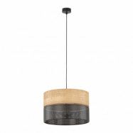 TK Nicol taklampa - naturfaner och svart PVC-folie/metall