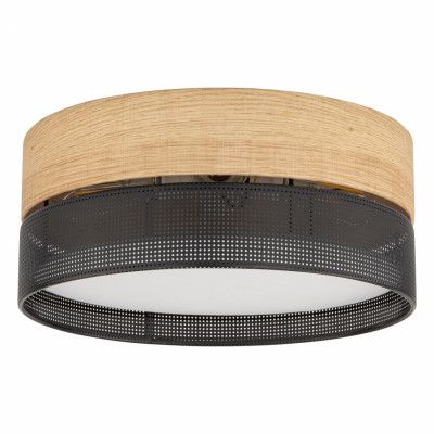 TK Nicol taklampa - naturfaner och svart PVC-folie/metall