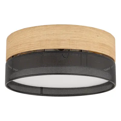 TK Nicol taklampa - naturfaner och svart PVC-folie/metall