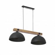 TK Oslo taklampa, w. 2 skärmar - svart metall och trä