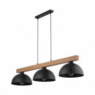 TK Oslo taklampa, w. 3 skärmar - svart metall och trä