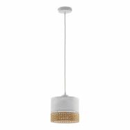 TK Paglia taklampa 200 - vitt tyg och naturrotting