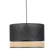 TK Paglia taklampa 380 - svart tyg och naturlig rotting