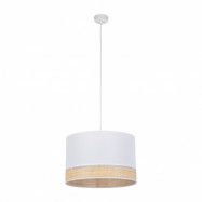 TK Paglia taklampa 380 - vitt tyg och naturligt rotting