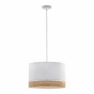 TK Paglia taklampa 380 - vitt tyg och naturrotting