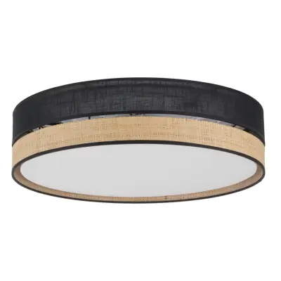 TK Paglia taklampa 450 - svart tyg och naturligt rotting