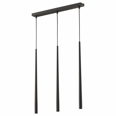 TK Piano taklampa, w. 3 skärmar - svart metall