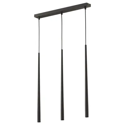 TK Piano taklampa, w. 3 skärmar - svart metall