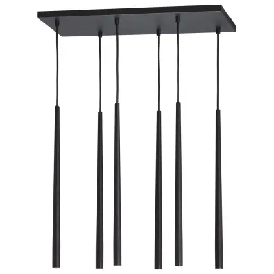 TK Piano taklampa, w. 6 skärmar - svart metall