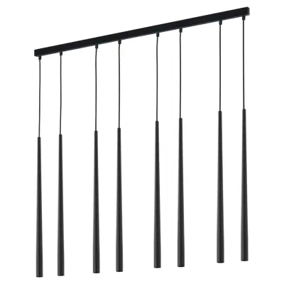 TK Piano taklampa, w. 8 skärmar - svart metall