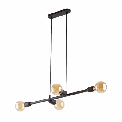 TK Porto taklampa, med plats för 4 glödlampor - svart metall