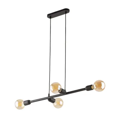 TK Porto taklampa, med plats för 4 glödlampor - svart metall