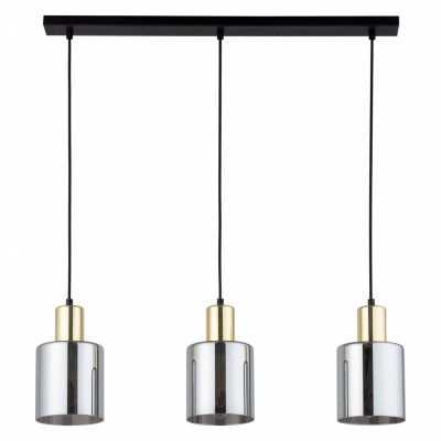 TK Sierra taklampa, w. 3 skärmar - glas och guldmetall