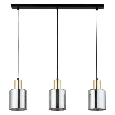 TK Sierra taklampa, w. 3 skärmar - glas och guldmetall