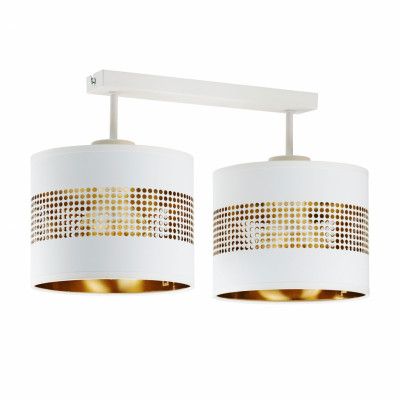 TK Tago taklampa, w. 2 skärmar - vitt tyg och vit metall