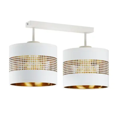 TK Tago taklampa, w. 2 skärmar - vitt tyg och vit metall