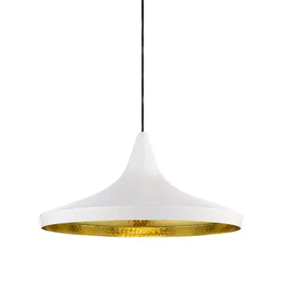 Tom Dixon - Beat Wide LED Taklampa Glossy White/Brass-