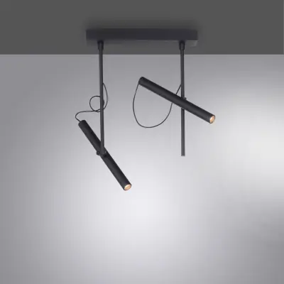 Tutua LED-taklampa, 2 lampor, svart – PURE Pure Tutua - Vardagsrum - Modern - Metall - Med flera ljuskällor