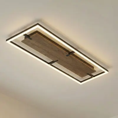 Vectra LED-taklampa, trä, 100 x 30 cm, dimbar, 3 000 K – Lucande - Vardagsrum - Modern - Plast - Vinklad