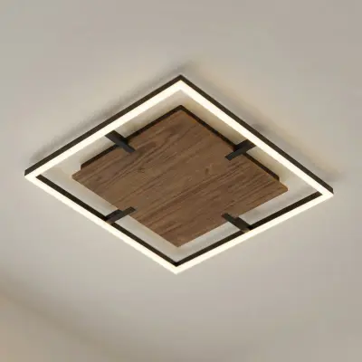 Vectra LED-taklampa, trä, 50 x 50 cm, dimbar, 3 000 K – Lucande - Vardagsrum - Modern - Plast - Vinklad