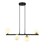 VENTURE DESIGN Orb Taklampa - Vitt Glas, Guld och Svart J&auml;rn