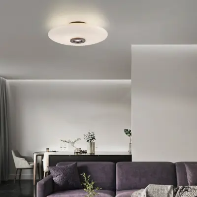 Vitrum LED-taklampa, brun/opal, glas/aluminium, Ø 45 cm – PURE - Vardagsrum - Modern - Med lampskärm