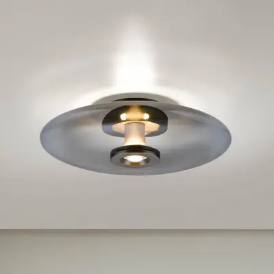 Vitrum LED-taklampa, grå, glas/aluminium, Ø 45 cm – PURE - Vardagsrum - Modern - Med lampskärm