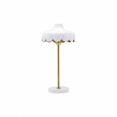 Wells bordslampa, vit/guld 50cm