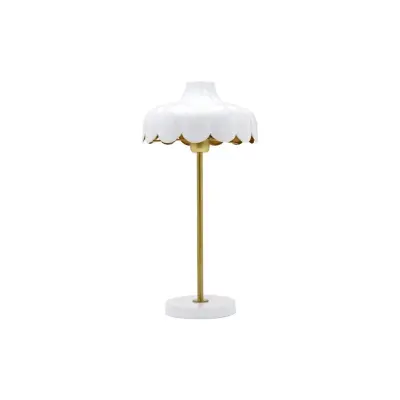 Wells bordslampa, vit/guld 50cm