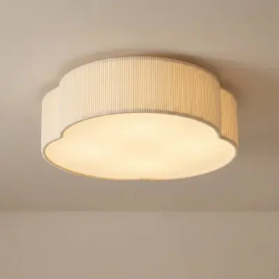 Winona LED-taklampa, snöre, 48 cm, krämfärgad, CCT – Lindby - Vardagsrum - Tyg / textil - Rund