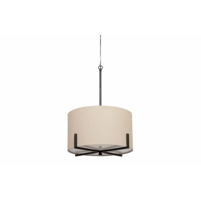 WOOOD EXKLUSIV Holly taklampa - naturtyg och svart metall