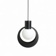 WOUD Lunar taklampa medium - glas och svart metall