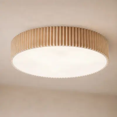 Zoey taklampa, Ø 52 cm, beige, rund, linne – Lindby - Vardagsrum - Modern - Tyg / textil - Med flera ljuskällor