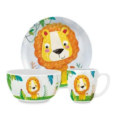 Barnservis Happy Lion Mugg/Skål/Tallrik