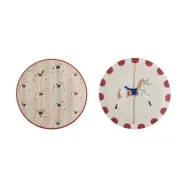 Bloomingville Merry-go-round tallrik Ø16 cm 2 delar Beige-röd