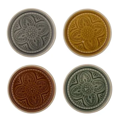 BLOOMINGVILLE Rani Tallrik, Grön, Stengods, set om 4, D11xH1,5 cm