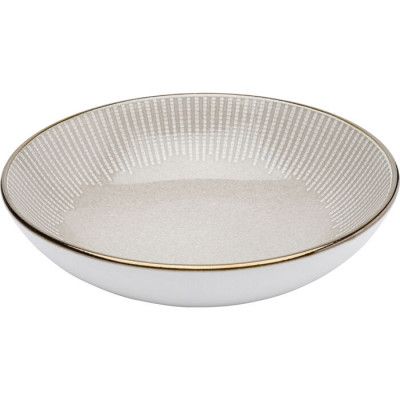 KARE DESIGN Amalia djup tallrik, m. mönster, rund - grå/beige stengods