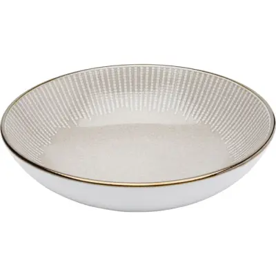 KARE DESIGN Amalia djup tallrik, m. mönster, rund - grå/beige stengods