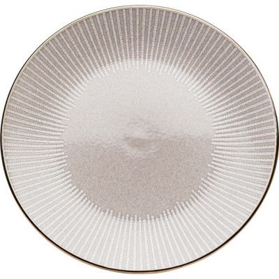 KARE DESIGN Amalia tallrik, m. mönster, rund - grå/beige stengods