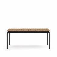 LAFORMA Canyelle trädgårdsbord, med tilläggsplatta - brun polywood och matt svart aluminium